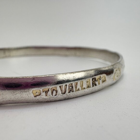 Vintage Sterling Silver PTO VALLARTA Mexico Bangle Bracelet Size 7.5" Fit - Picture 8 of 13